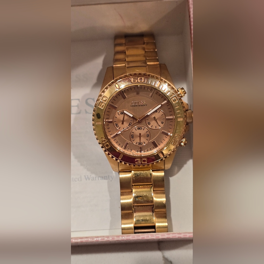 Guess Gold-Tone Stainless Steel Chronograph Watch
